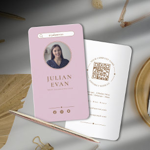 Elegant Instagram Dusty Pink Business Card