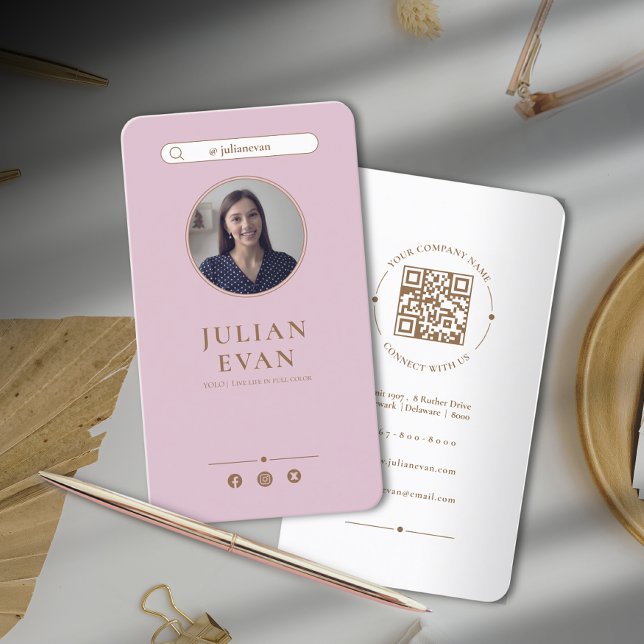 Elegant Instagram Dusty Pink Business Card (Elegant Instagram Dusty Pink Photo Business Card)