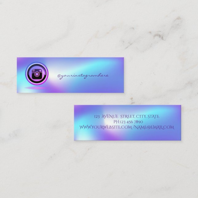 Elegant Instagram Social Media Holographic Mini Business Card (Front/Back)