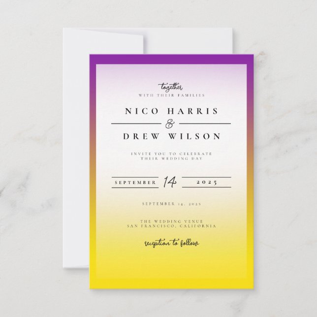 Elegant Intersex Pride Wedding  Invitation (Front)