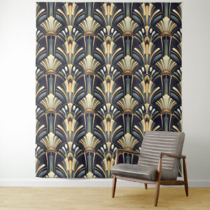 Elegant intricate art deco luxury gold tapestry
