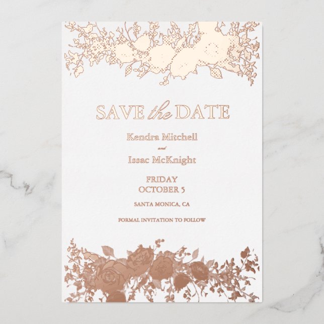 Elegant Intricate Gold Roses Vintage Crest Wedding (Front)