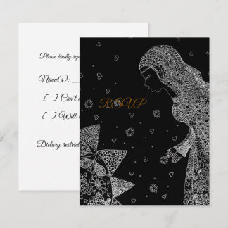 Elegant Intricate Line Art Bridal Shower RSVP Card
