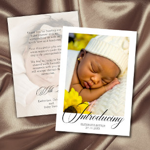 Elegant Introducing Photo Baby Shower Thank You Card
