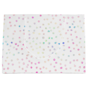 Elegant Iridescent Confetti Dots White Design Large Gift Bag