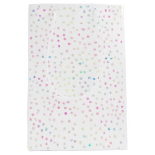 Elegant Iridescent Confetti Dots White Design Medium Gift Bag