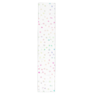 Elegant Iridescent Confetti Dots White Design Medium Table Runner