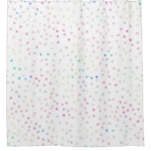 Elegant Iridescent Confetti Dots White Design Shower Curtain