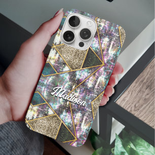Elegant iridescent girly geometric  iPhone 16 pro case