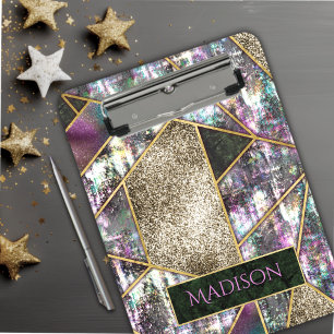 Elegant iridescent girly geometric clipboard