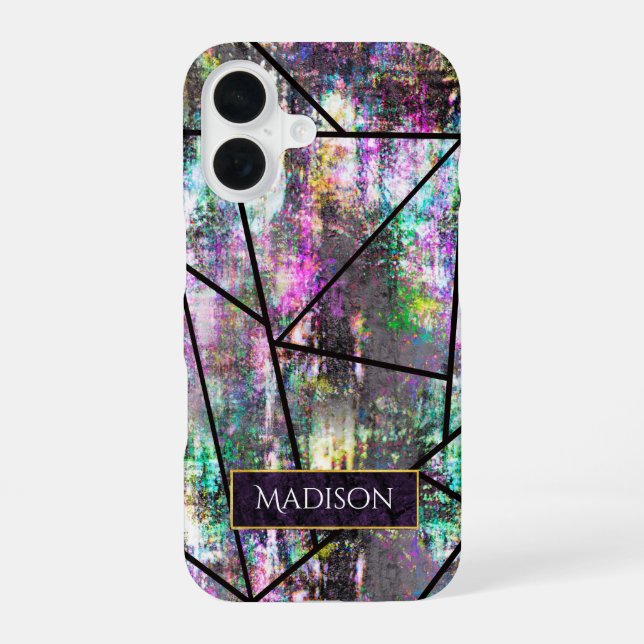 Elegant iridescent girly glitter iPhone 16 case (Back)