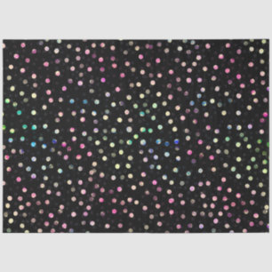 Elegant Iridescent Glitter Dots Black Design Tissue Paper
