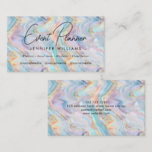 Elegant Iridescent Holographic Agate Marble Business Card