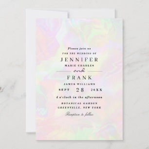 Elegant Iridescent Holographic Modern Wedding Invitation