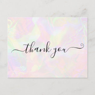 Elegant Iridescent Holographic Thank You Card