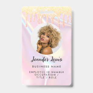 Elegant Iridescent Pearlescent Pink Glitter ID Badge