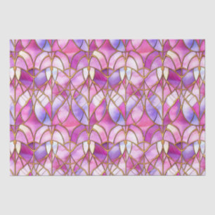 Elegant Iridescent Pink Faux Stained Glass Pattern Tissue Paper