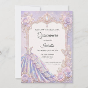 Elegant Iridescent Princess Quinceañera Invitation