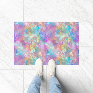 Elegant Iridescent Stained Glass Pattern: Luminous Doormat