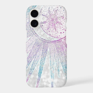 Elegant Iridescent Sun Moon Mandala Silver Design