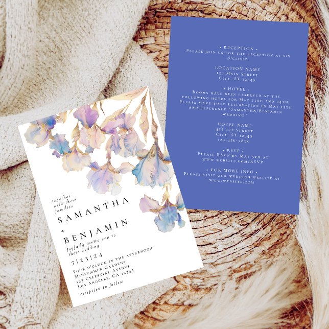 Elegant Iris All In One Floral Wedding Invitation (Creator Uploaded)