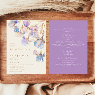 Elegant Iris All In One Floral Wedding Invitation