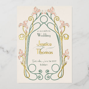 Elegant Iris Art Nouveau Wedding Gold