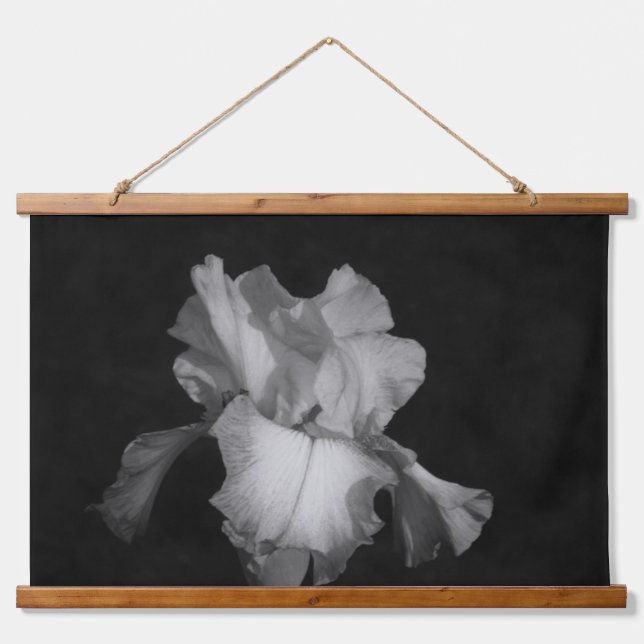 Elegant Iris Black White Floral Photo Hanging Tapestry (Front)