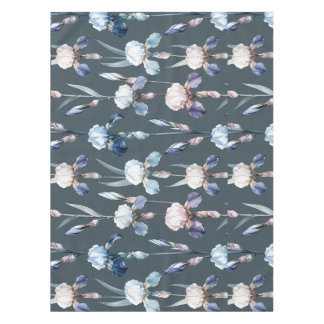 Elegant Iris Blooms in Cool Refined Symmetry Tablecloth