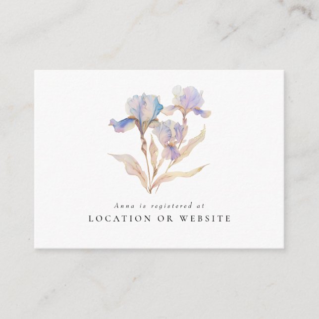 Elegant Iris Bridal Shower Registry Enclosure Card (Front)