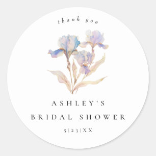 Elegant Iris Floral Bridal Shower Classic Round Sticker