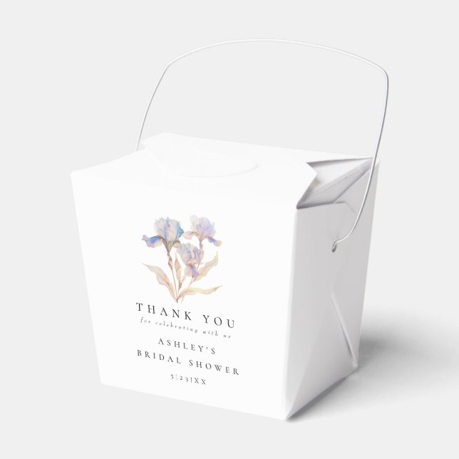 Elegant Iris Floral Bridal Shower Favour Box (Front Side)