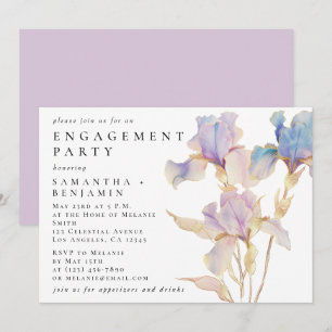 Elegant Iris Floral Engagement Party Invitation