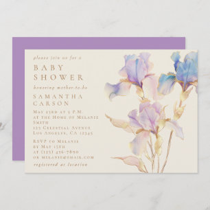 Elegant Iris Floral Watercolor Baby Shower Invitation