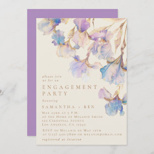 Elegant Iris Floral Watercolor Engagement Party Invitation