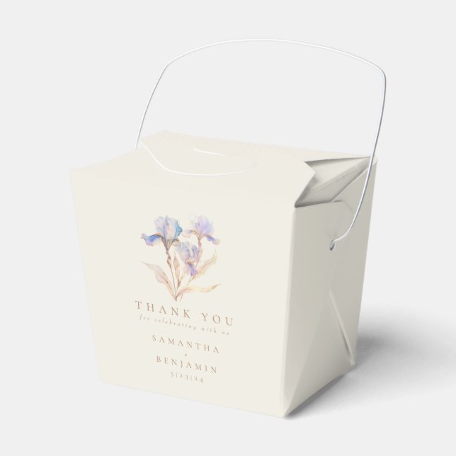 Elegant Iris Floral Wedding Favour Box (Front Side)