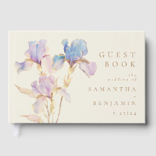Elegant Iris Floral Wedding Guest Book