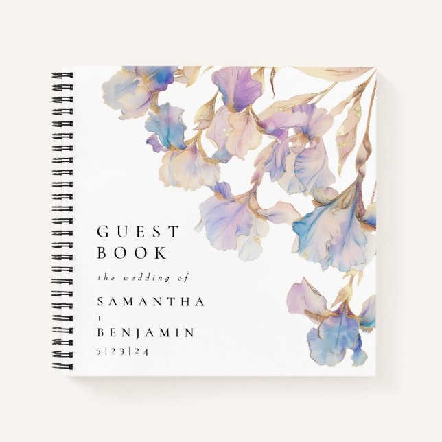 Elegant Iris Floral Wedding Notebook (Front)