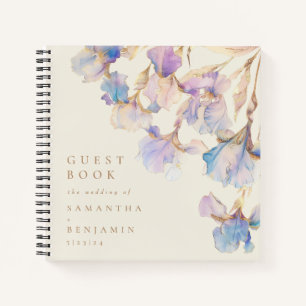 Elegant Iris Floral Wedding Notebook
