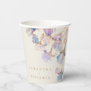 Elegant Iris Floral Wedding Paper Cups