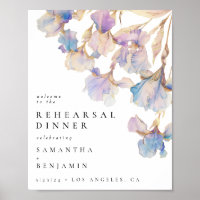 Elegant Iris Floral Wedding Rehearsal Dinner