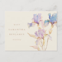 Elegant Iris Floral Wedding RSVP 