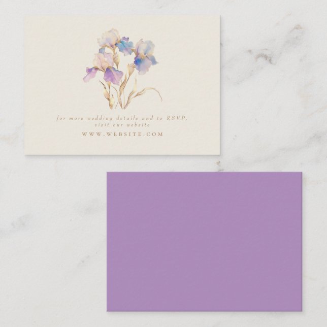 Elegant Iris Floral Wedding Website RSVP Enclosure Card (Front/Back)