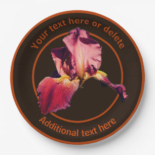 Elegant Iris Flower Personalised Party Paper Plate