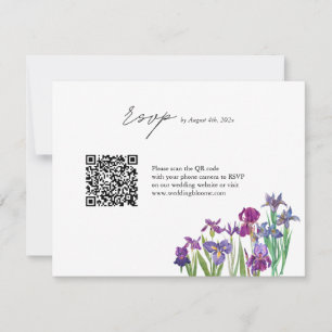 Elegant  Iris flower QR code wedding RSVP Card