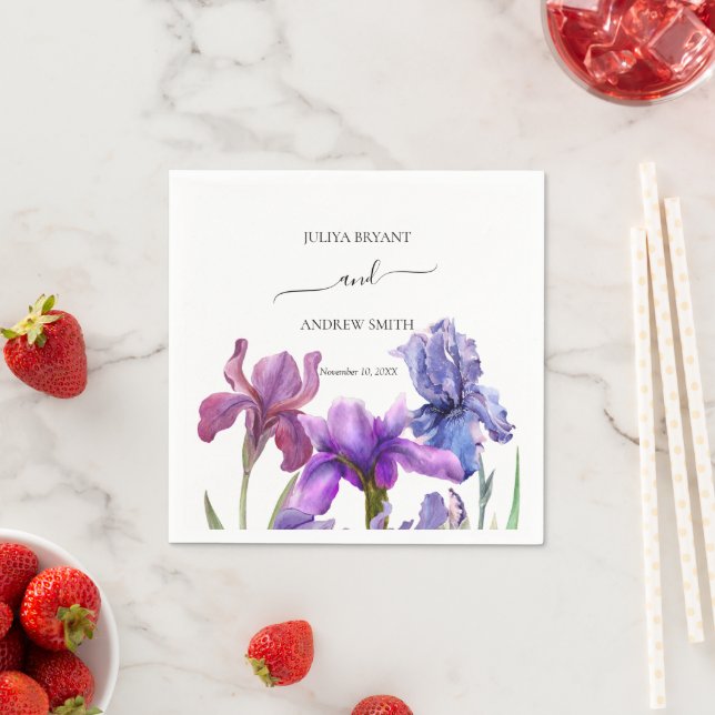 Elegant Iris flower wedding  Napkin (Insitu)