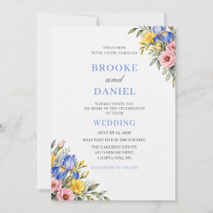 Elegant Iris Freesia Spring Wedding Invitation