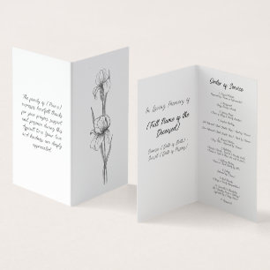 Elegant Iris Funeral Order of Service Program 