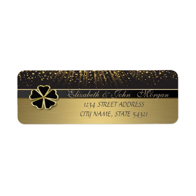 Elegant Irish Schamrock ,Gold  Address Label (Front)