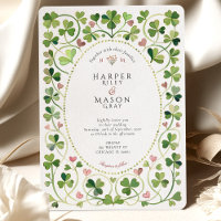 Elegant Irish Shamrock & Hearts Watercolor Wedding